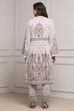 Ivory Printed Straight Winter Suit Set image number 4