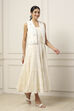 Yellow Cotton Embroidered Tiered Dress With Jacket image number 6