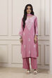 Pink Poly Viscose Floral Embroidered Straight Suit Set image number 6