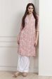 Blue Cotton Printed Straight Kurta image number 0