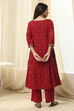 Red Cotton Foil Printed Kalidar Suit Set image number 4