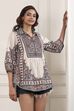 Brown Cotton Printed Straight Short Kurta image number 4