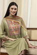 Brown Solid Gathered Straight Suit Set image number 0