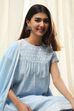 Light Blue Cotton Gathered Suit Set image number 7