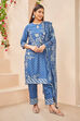 Indigo Rayon Straight Suit Set image number 5