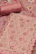 Teal Chanderi Unstitched Suit Set image number 1
