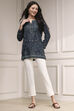 Blue Printed Straight Short Kurta image number 0