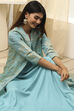 Earthy Brown Printed Layered Cape Dress image number 0