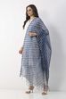 Blue & White All-Over Striped Dupatta image number 1