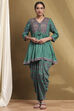 Fuchsia Viscose Floral Printed Peplum Suit Set image number 6