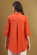 Dusk Blue Cotton Blend Solid Straight Shirt Style Kurti image number 3