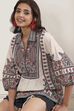 Brown Cotton Printed Straight Short Kurta image number 6