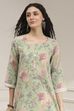 Yellow Cotton Blend Printed Straight Kurta image number 1