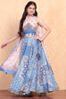 Electric Blue Printed Flared Lehenga Set image number 0