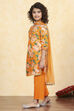 Blue Cotton Straight Printed Suit Set image number 3