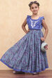 Purple Cotton Straight Printed Kurta Skirt Suit Set image number 0