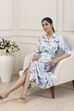 Blue All-Over Floral Printed A-Line Dress image number 0