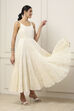 Yellow Cotton Embroidered Tiered Dress With Jacket image number 4