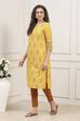 Green Cotton Straight Printed Kurta image number 2