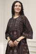 Brown Printed Straight Suit Set image number 1