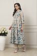 Blue Cotton All-Over Floral Anarkali Suit Set image number 3