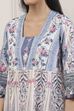 Blue Cotton Floral Printed Anarkali Suit Set image number 1