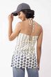 Ivory Cotton Geometric Tie-Up Halter Kurti image number 3