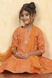Blue Cotton Tiered Printed Kurta Churidar Set image number 0