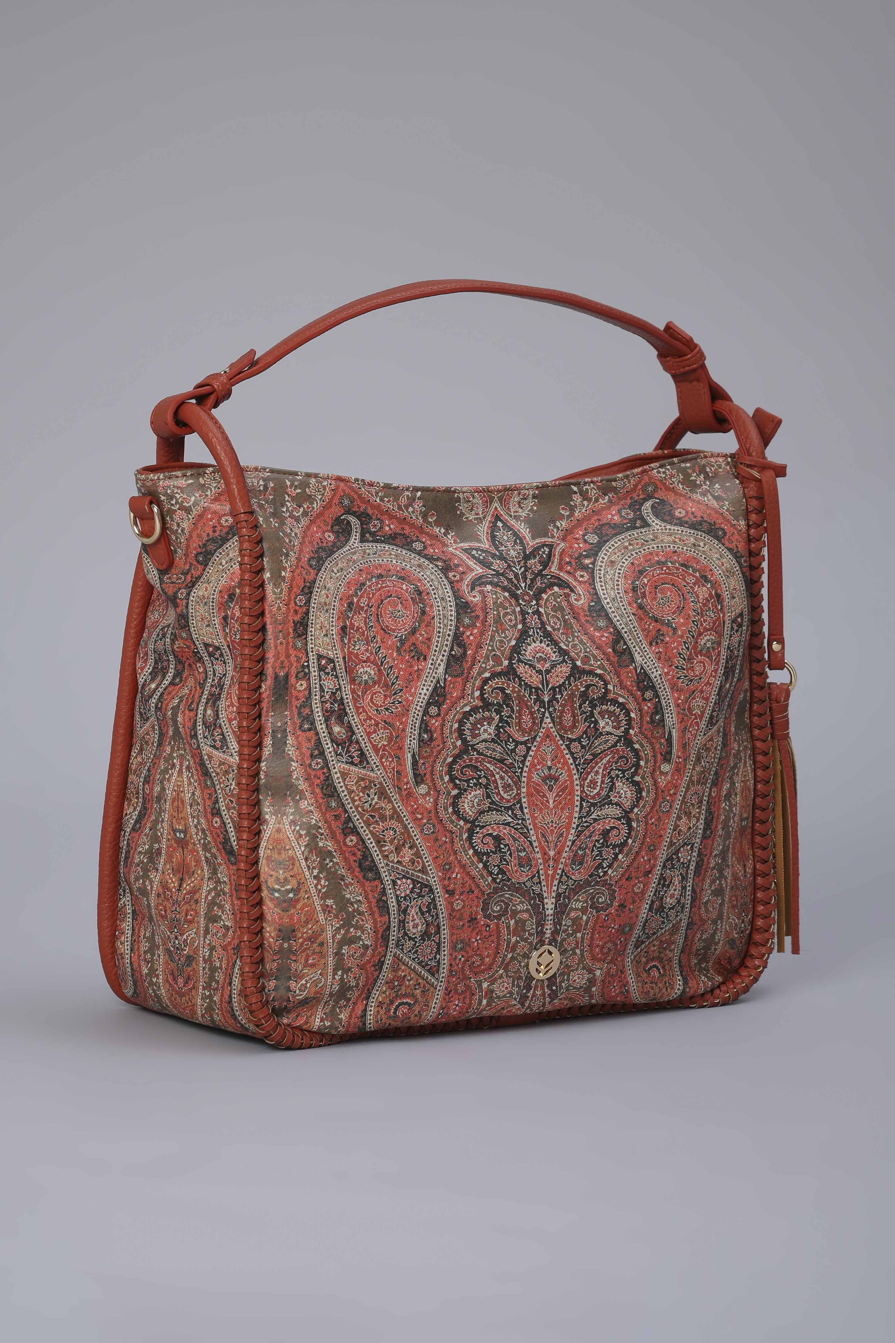 Tan Brown PU Structured Hobo Bag image number 3