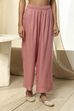 Dull Blue Solid Straight Palazzo image number 4