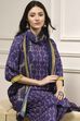 Indigo Blue Printed Straight Suit Set