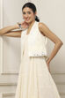 Yellow Cotton Embroidered Tiered Dress With Jacket image number 7