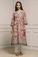Off White Cotton Straight Printed Kurta image number 0