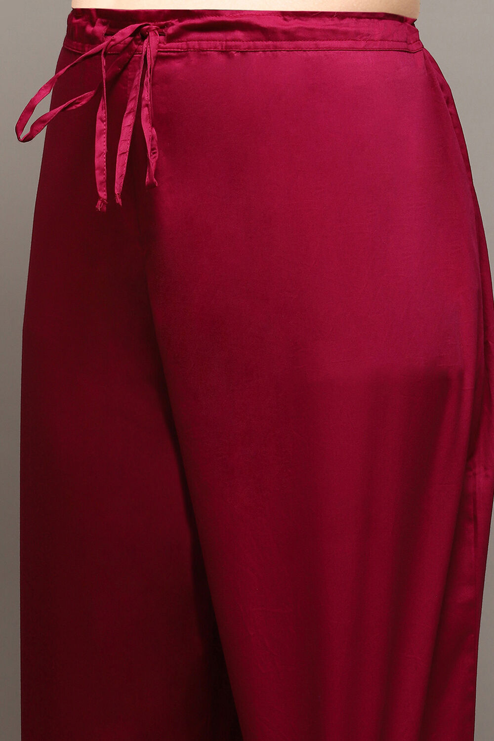 Magenta Cotton Blend A-Line Printed Kurta Palazzo Suit Set image number 2