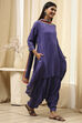 Blue Printed Asymmetric Suit Set image number 4