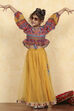Yellow Polyester Printed Kalidar Lehenga Set image number 0