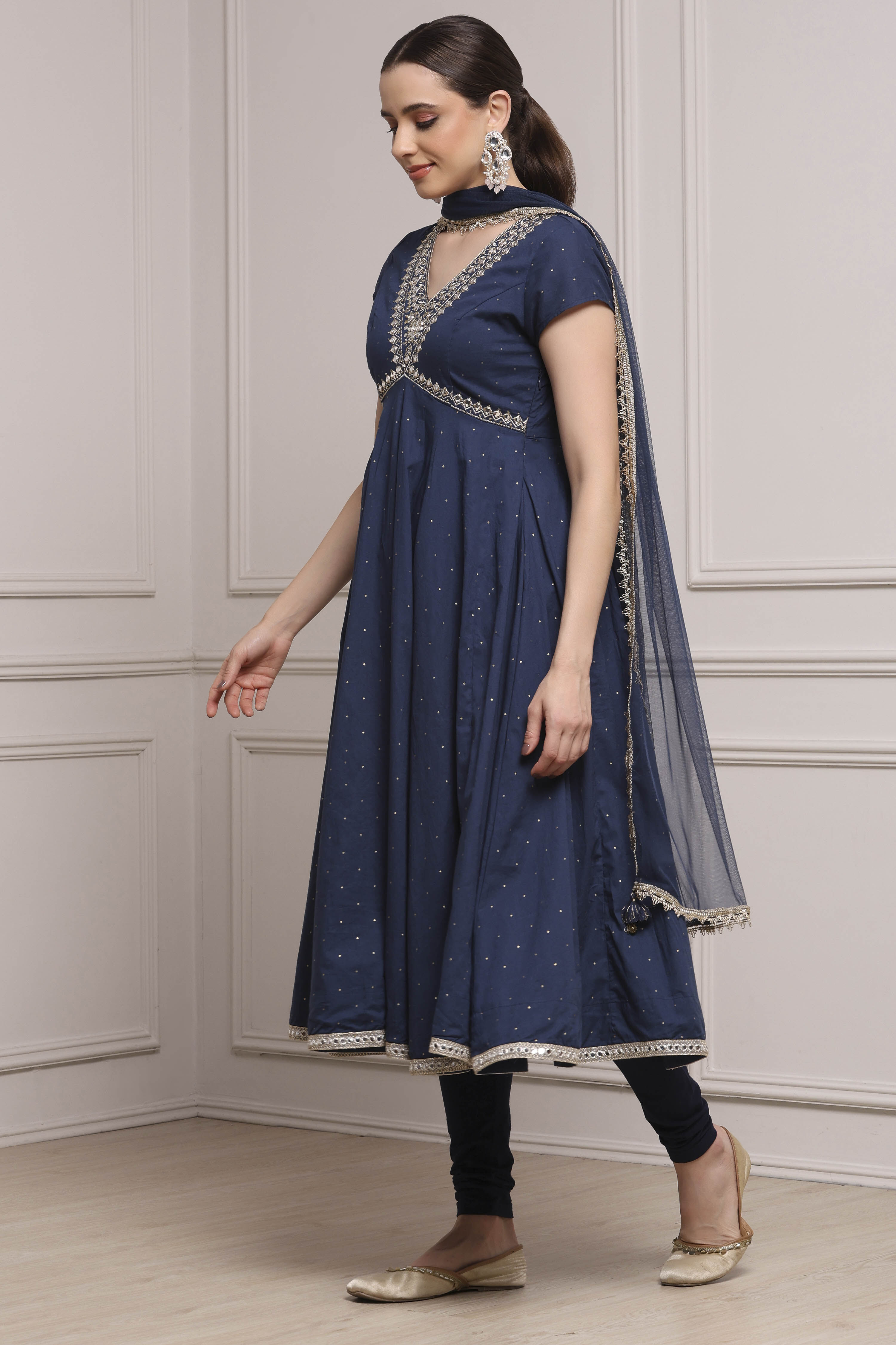 Blue Cotton Printed Lehenga Set image number 2