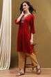 Black Solid Gathered Straight Kurta image number 0