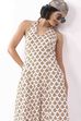 Ivory Cotton Floral Tie-Up Midi A-Line Dress image number 6