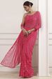 Pink Poly Georgette Printed Saree With Blouse image number 7