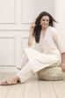 Off White Cotton Straight Kurta