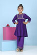 Purple Striped Yoke Gathered Suit Set image number 0