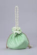 Green Fabric Floral Embellished Potli image number 2
