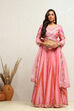 Pink Printed Flared Festive Lehenga Set image number 6