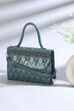 Teal Blue PU Printed Structured Satchel Bag image number 0