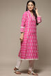 Green Cotton Straight Embroidered Kurta image number 4