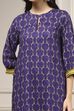 Indigo Blue Printed Straight Suit Set image number 1