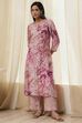 Pink Modal Floral Printed Straight Kurta Set
