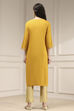 Red Solid Straight Kurta image number 3