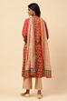 Khaki Cotton Straight Kurta Narrow Palazzo Suit Set image number 7